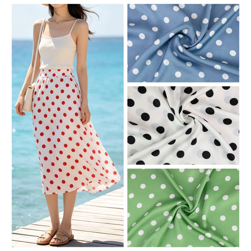 Soft Summer Yellow Clothing - Tela de gasa satinada con lunares