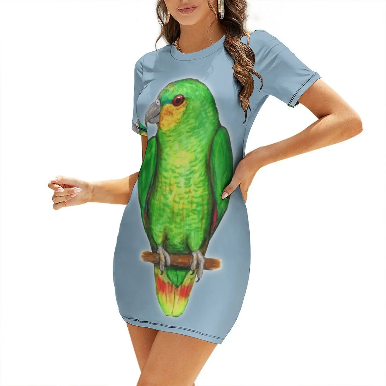 Summer Clothing Amazon - Vestido de manga corta con estampado
