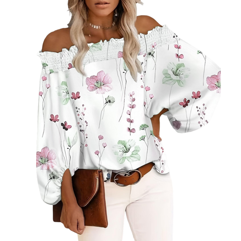 Off Shoulder Blouse - Blusa de Talla Grande para Mujer,