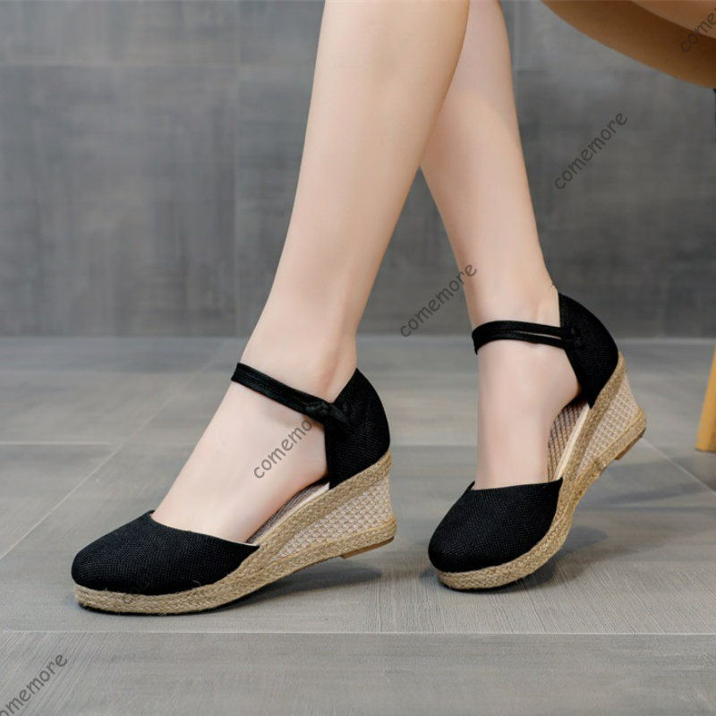 Espadrille Sandal Women - Comemore Sandalias Tacón alto Calzado de