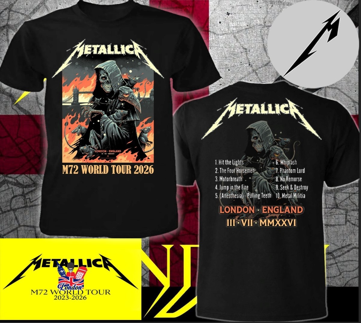 Summer Clothing London - Camiseta Metallica M72 World Tour 2026