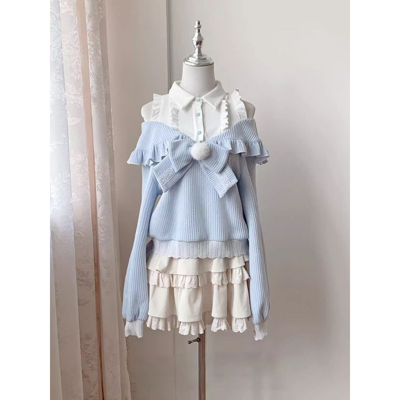 Off Shoulder Blouse - Conjunto de 2 Piezas Kawaii Soft