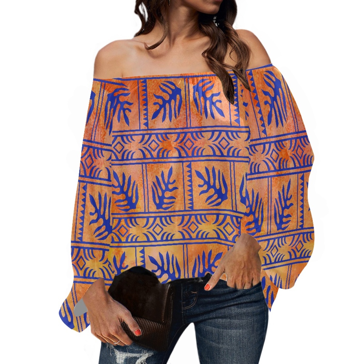 Off Shoulder Blouse - Blusa de Chifón Elegante para Mujer,