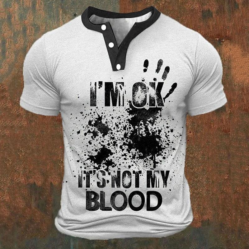 Summer Clothing Men Fashion - Camisetas Henley para Hombre con Estampado
