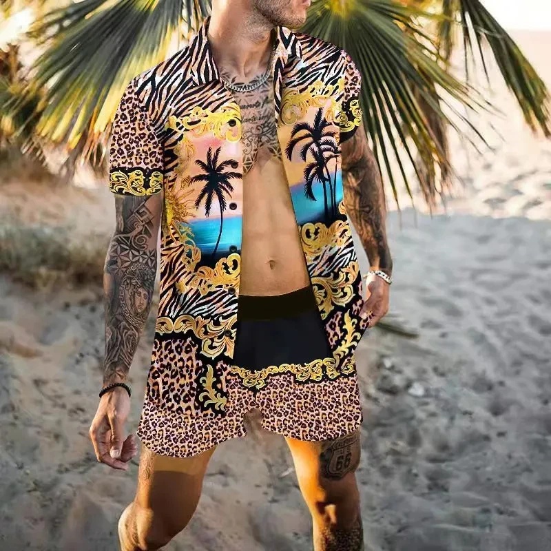 Summer Clothing Men Fashion - Conjunto de Camisa y Pantalones Cortos