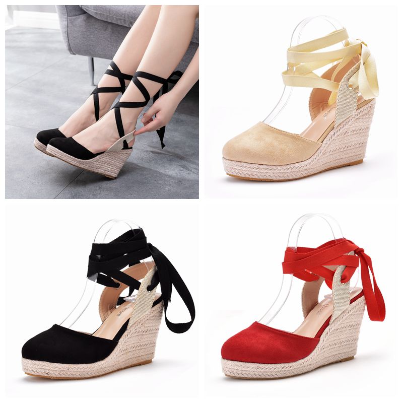 Espadrille Sandal Women - Sandalias de Plataforma con Cordones y