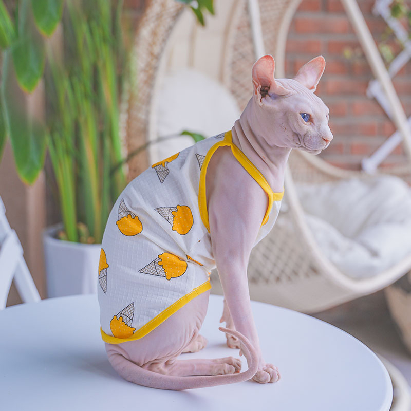 Soft Summer Yellow Clothing - Sphynx Chaleco de algodón para gato,