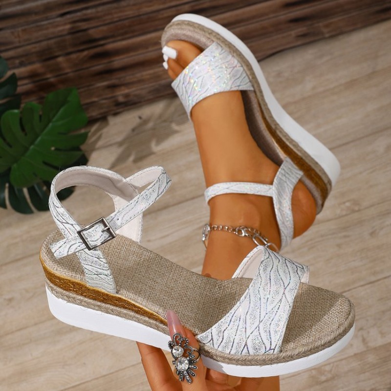 Espadrille Sandal Women - Sandalias de Plataforma Blancas para Mujer