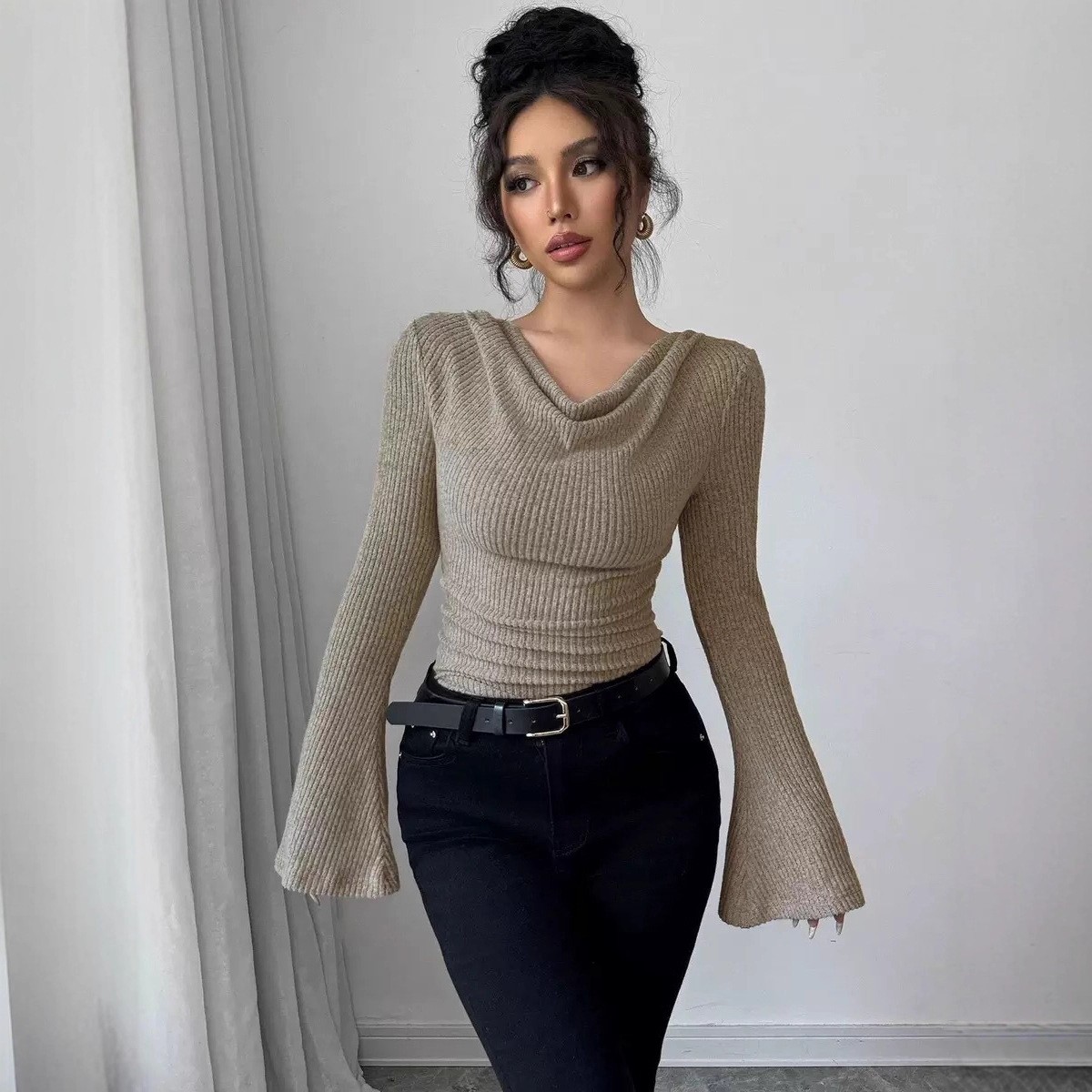 Blusa de mujer de manga larga  - Off Shoulder Blouse reseña y precio