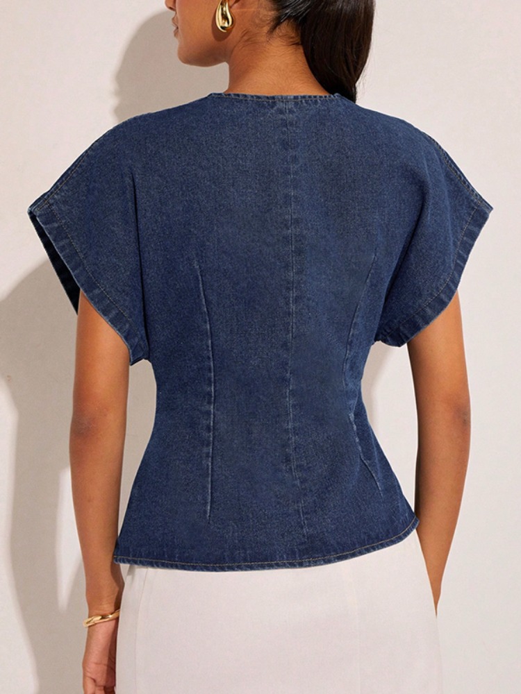 Blusa de mezclilla azul oscuro - Summer Clothing Wraps reseña y precio