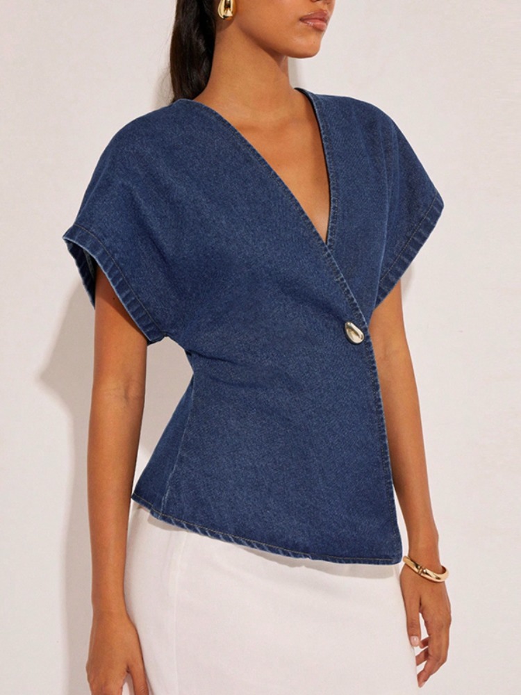 Blusa de mezclilla azul oscuro - Summer Clothing Wraps reseña y precio