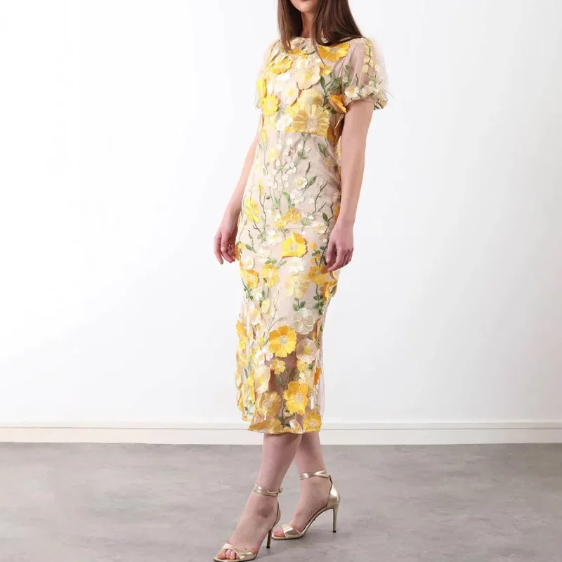 Vestido estampado bordado de f - Zara Summer Clothing For Women reseña y precio