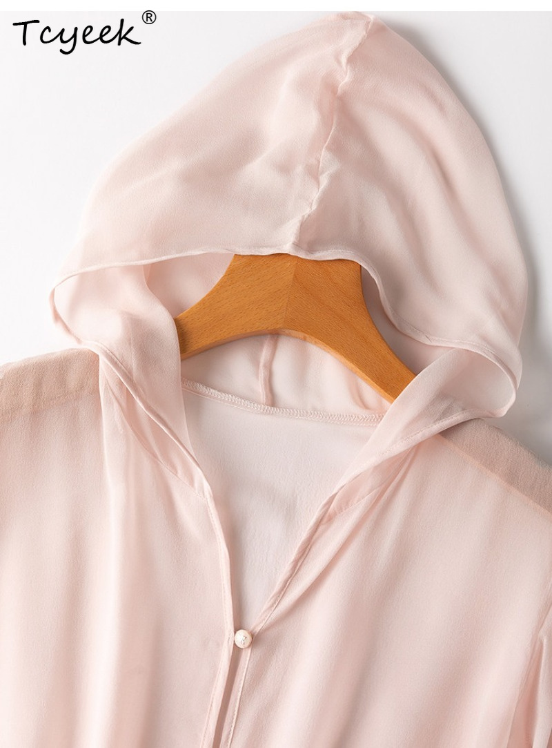 Tcyeek-Tops de seda de morera  - Summer Clothing reseña y precio