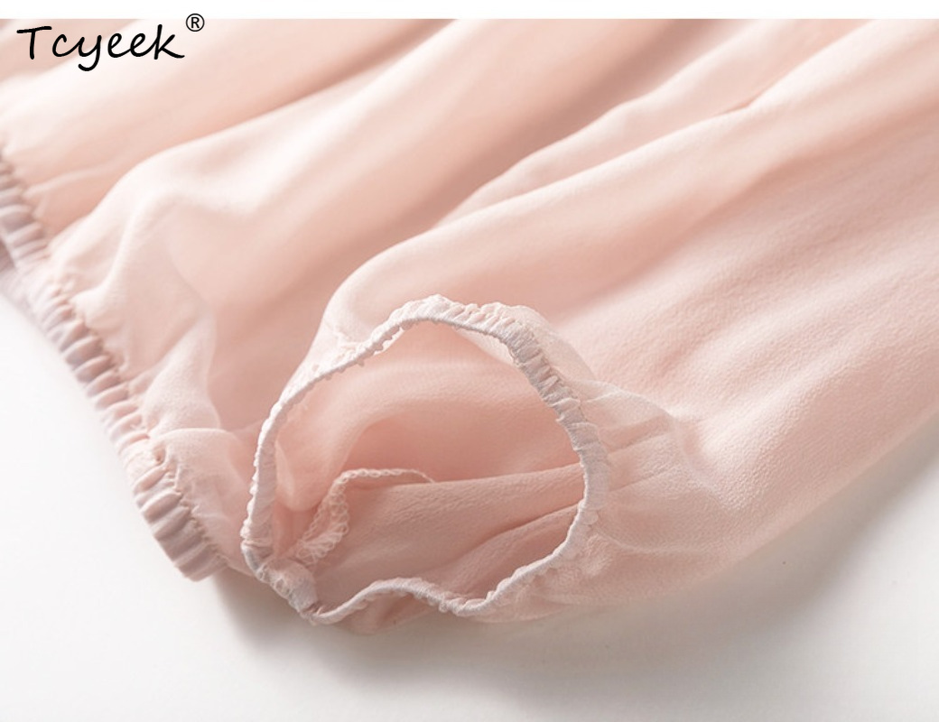 Tcyeek-Tops de seda de morera  - Summer Clothing reseña y precio