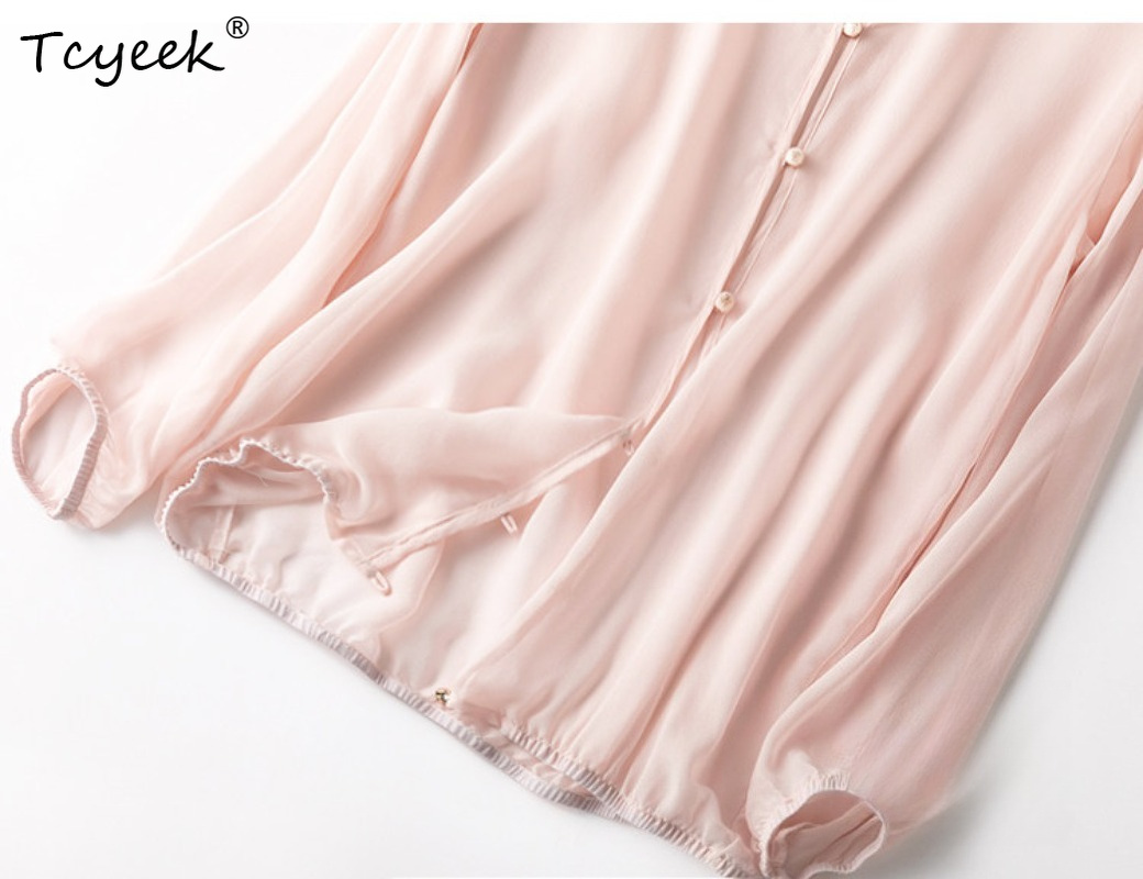 Tcyeek-Tops de seda de morera  - Summer Clothing reseña y precio