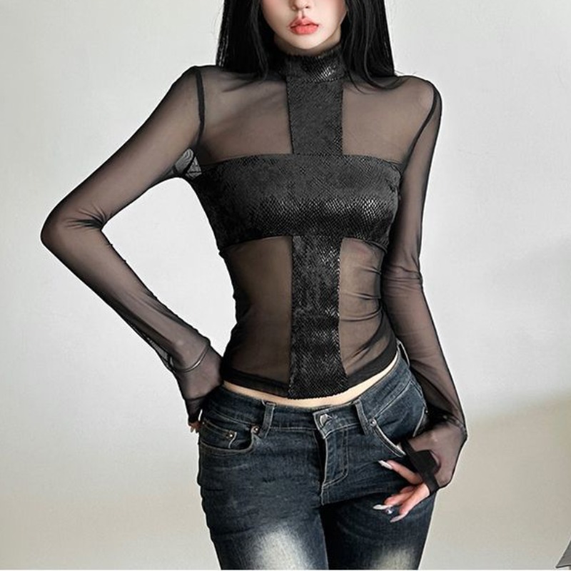 Body de manga larga de malla d - Off Shoulder Blouse reseña y precio