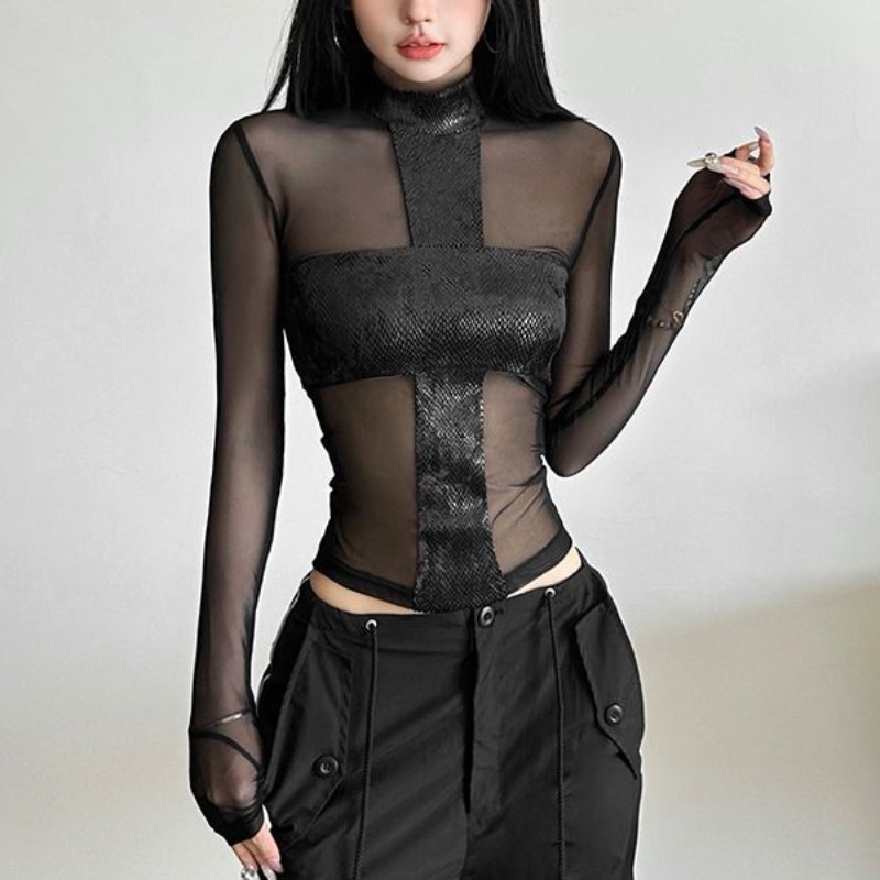 Body de manga larga de malla d - Off Shoulder Blouse reseña y precio
