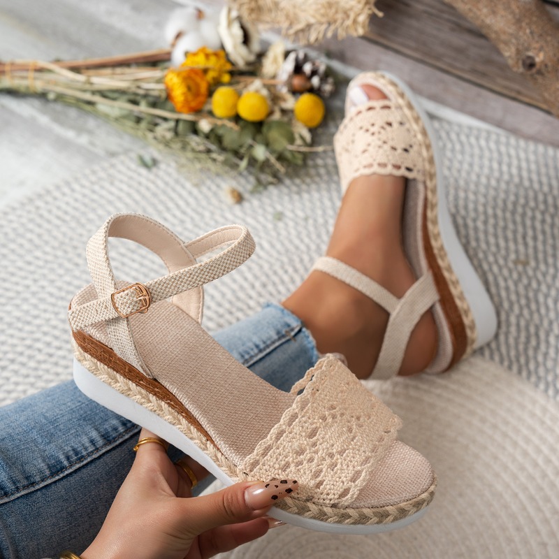 Sandalias de cuña de encaje pa - Espadrille Sandal Women reseña y precio
