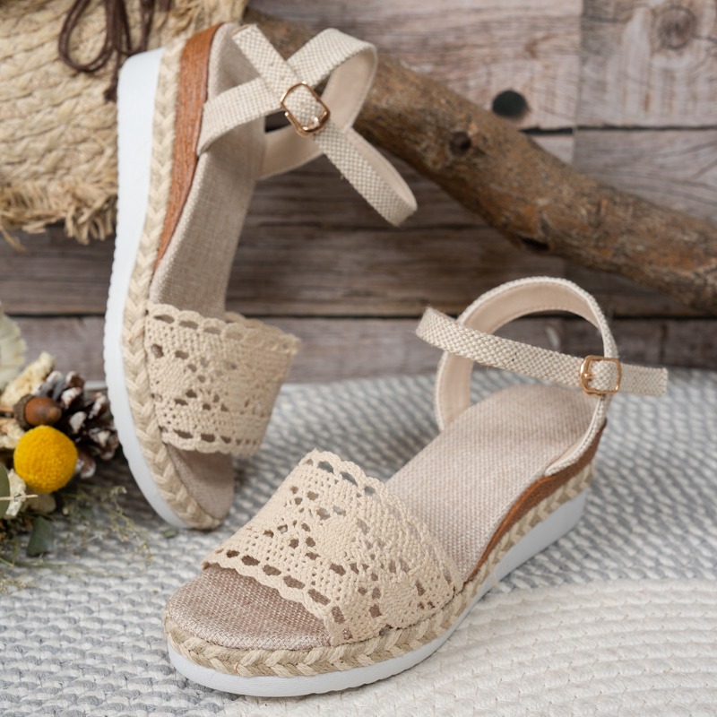 Sandalias de cuña de encaje pa - Espadrille Sandal Women reseña y precio