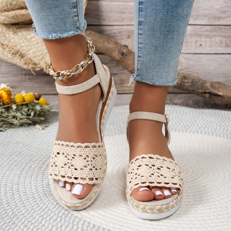 Sandalias de cuña de encaje pa - Espadrille Sandal Women reseña y precio