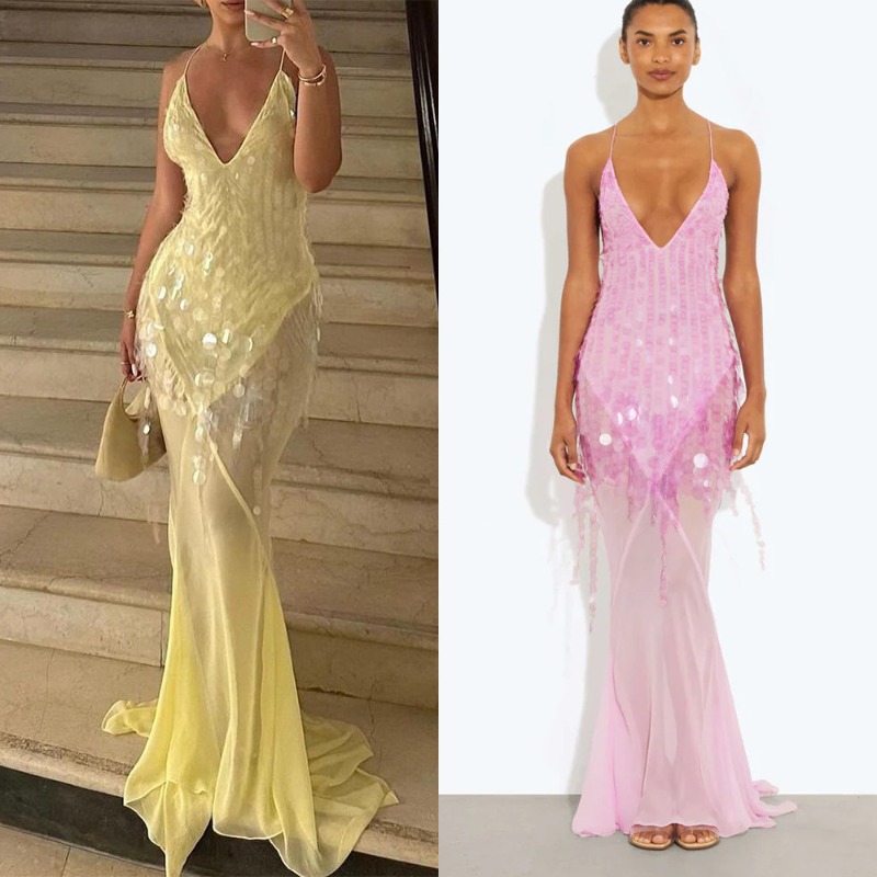 Vestido largo de sirena con cu - Summer Clothing Amazon reseña y precio