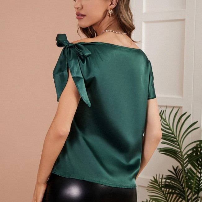 Blusa de satén sin mangas con  - Off Shoulder Blouse reseña y precio